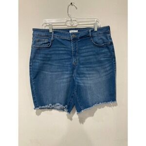 Nine West Plus Size Distressed Light Blue Bermuda Shorts Size 18